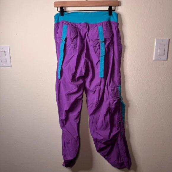 Zumba Dance Cargo Pants Women's XXL Purple Blue Retro Activewear Stretch - Picture 6 of 7